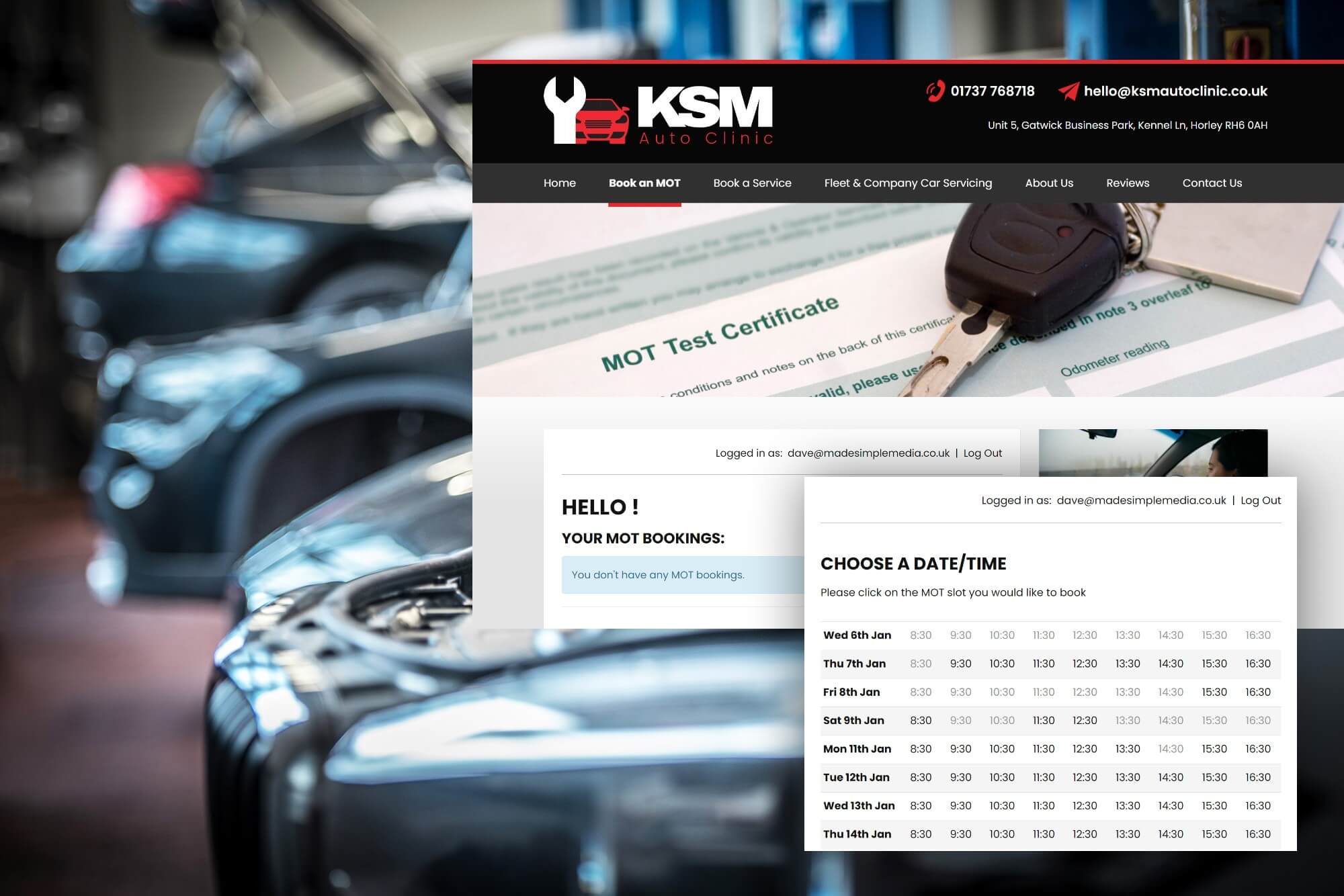 KSM Auto Clinic - MOT Booking System
