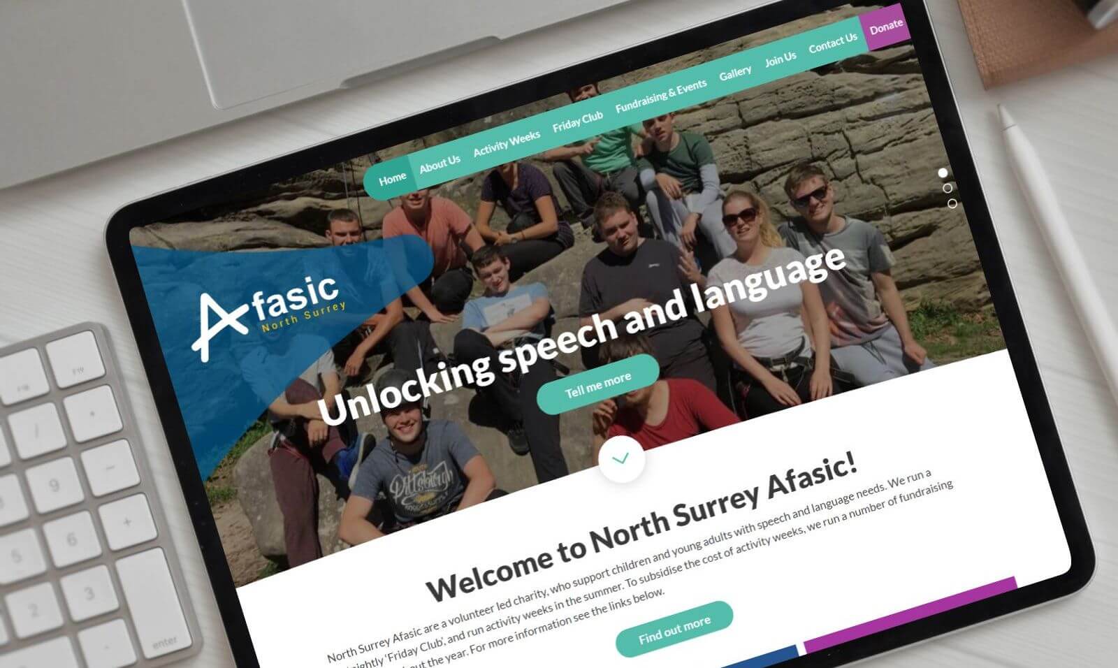 Website designer service example: North Surrey Afasic
