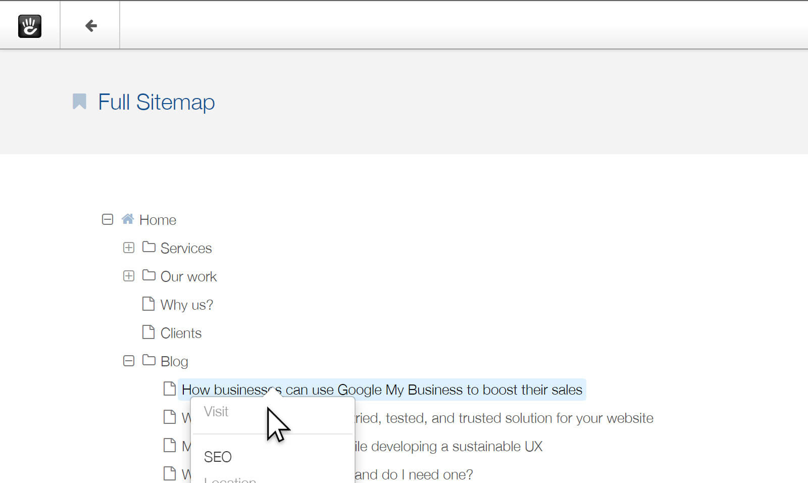 Sitemap in Concrete CMS